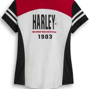 HARLEY-DAVIDSONHarley-Davidson® Women's Colorblock Zip Front Short Sleeve Shirt